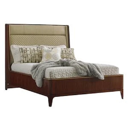 Empire Queen-Sized Bed with Quilted Leather Shelter Headboard